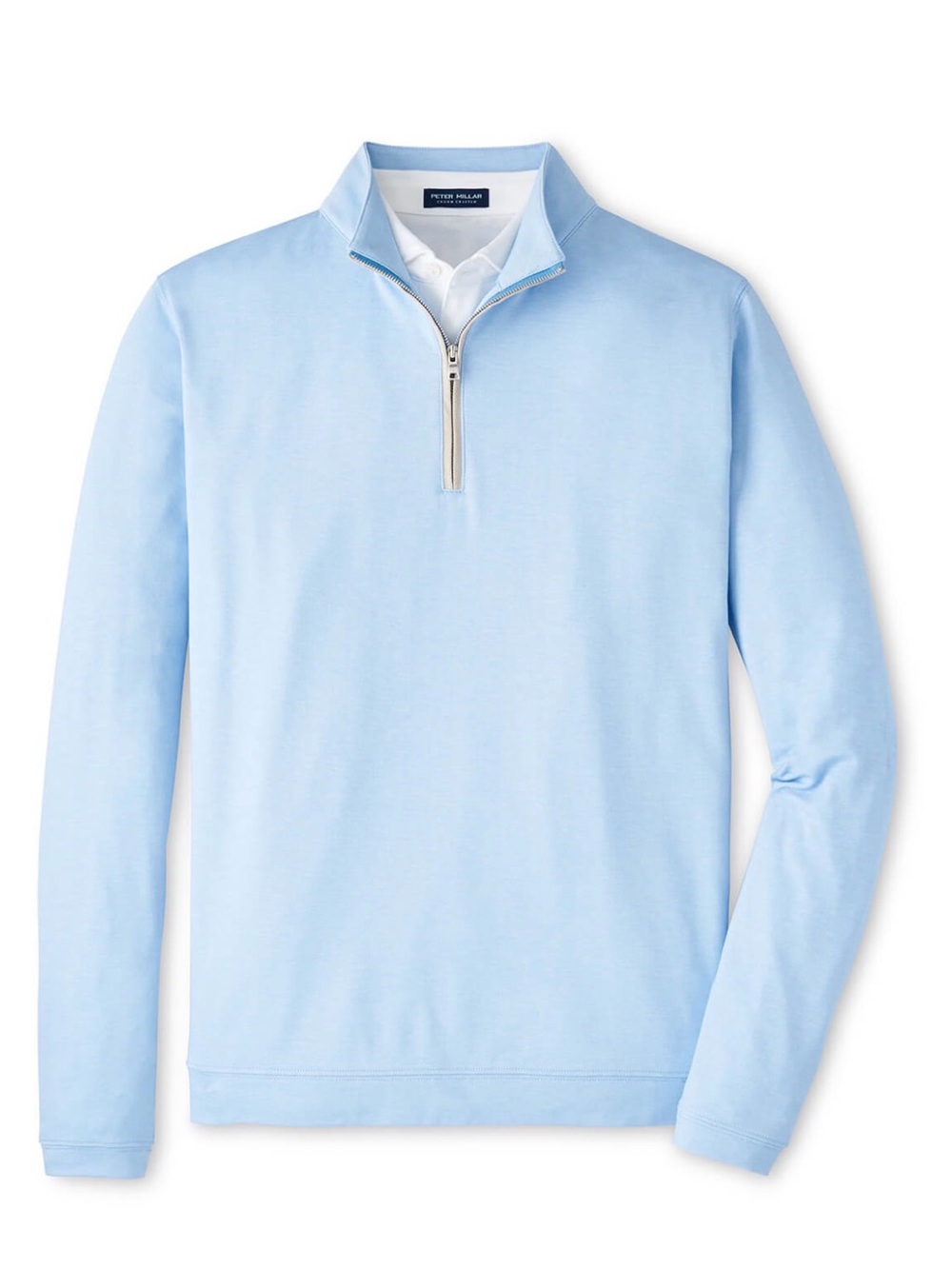 NWT Peter Millar Men's Blue Topaz Albatross Cotton-Blend Pique Quarter-Zip (XL)